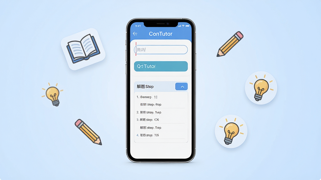 һ��չʾConTutor��������ȫò�ĳ���ͼ������������һ�������ֻ����ֻ���Ļ����ʾ��ConTutor�����ܸ������棬���������������ʴ������ͽ��ⲽ��չʾ�����ֻ���ΧƯ�����鱾��Ǧ�ʺ͵��ݵļ�Լͼ�꣬��������͵�ǳ��ɫ���䣬�������ִ���࣬�������������ʸɾ����޶���Ԫ��