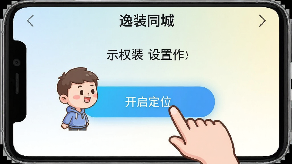 һ���ֻ�Ӧ�ò���ʾ��ͼ������չʾ����װͬ�ǡ�APP��Ȩ����������ҳ�棬��Ļ������һ����ͨС����ָ�š�������λ����ť��������ǳɫ���䣬��ť������ʾ��������ɻ��ã����ʸɾ�����������