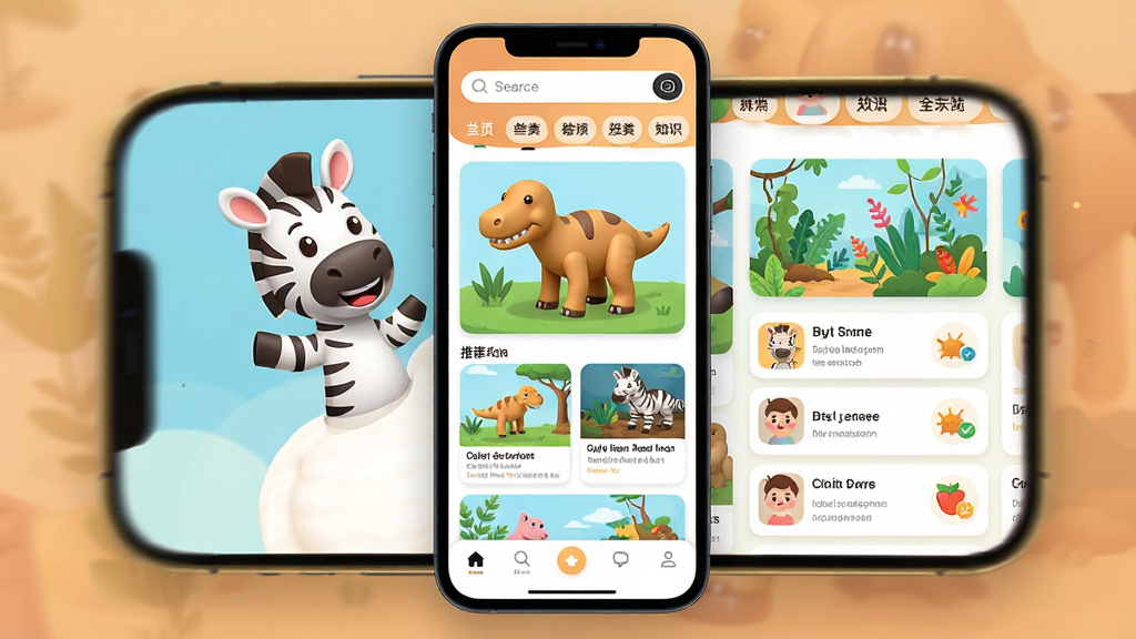 �����ٿ���������ȫòչʾͼ������Ϊһ�������ֻ���Ļ����Ļ�ڳ��ְ����ٿ�APP�����棬������ͨ���������3D����ģ�͡���Ȼֲ��廭��֪ʶ��Ƭ�б��������������Ϸ����������ͷ����ǩ���м�Ϊ�Ƽ������ٲ������ײ�Ϊ���������Ű������ִ������Ϊ��ͨ��ƽ�廭�磬ϸ��Բ����ͣ�ɫ���������ã����ʸɾ����壬�޶���Ԫ��