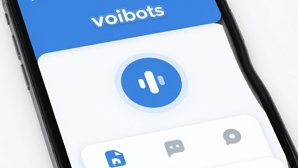 һ��չʾvoibots������������ֻ���ͼ���ͼƬ���������ֻ���Ļ����Ļ��ʾ������ɫ�ļ����棬�����ǡ�voibots�����֣��м���һ���޴��Բ��������ť���ײ����������ܱ�ǩ����������������ִ���ƽ��ϸ����ͼ��Բ�󣬱����ɾ������ң����ʸɾ��޶���Ԫ�ء�