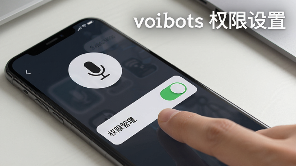 һ��չʾvoibots���ֻ�������Ȩ�޵�ʾ��ͼ��������һ���ֻ���һֻ�֣���ָ�������Ļ�ϵġ�Ȩ�޹�����ѡ����ֲ��ò��ӽǶȣ����дʵ�̷̳磬ϸ������Ļ��ʾ��˷�ͼ��Ϳ��ذ�ť�������Ǽ������棬����������ͼƬ�д����֡�voibots Ȩ�����á���