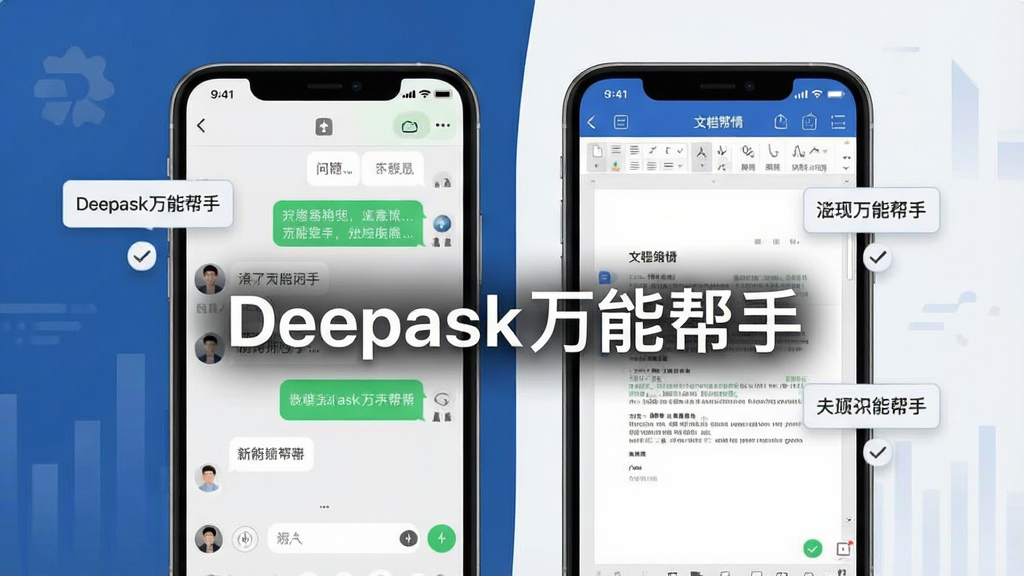 һ��չʾDeepask���ܰ��ֶೡ���������������ĳ���ͼ������Ϊ�ֻ���Ļ����չʾ������������ʴ���棬�Ҳ����ĵ��༭���档���ֲ������ҶԱȹ�ͼ���Ű����������Ϊ�������磬ϸ�ڰ����������ı����ݺ͹�ѡͼ�ꡣ���ʸɾ����޶���Ԫ�أ�ͼƬ�����ֱ�ע��Deepask���ܰ��֡���