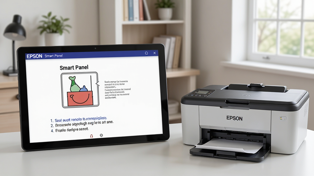 Epson Smart PanelӦ�ý�����ʾ�����Ų�ҳ�棬��Ļ���п�ֽʾ��ͼ�Ͳ�����ʾ���֣��Ա���һ̨��������ӡ���������Ǽ�ͥ�칫���䣬�����ʵ�ã�ϸ�����������ʸɾ��޶���Ԫ��