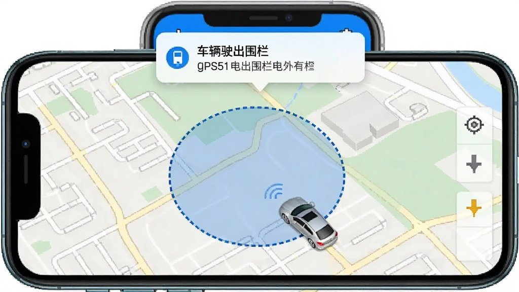 һ��չʾgps51����Χ�����ܵ�AI��ͼ�������м����ֻ���Ļ����Ļ����ʾ��ͼ����һ��Բ�������ǣ������Ե�����ߣ���������һ���������ƶ�����Ļ�Ϸ���������֪ͨ��Ƭ��֪ͨ������ʾ����ʻ��Χ�����������࣬������ɫ����ͼϸ�����������ʸɾ��޶���Ԫ��