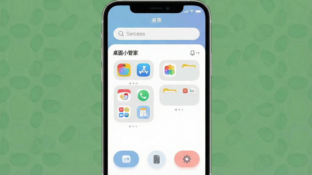 һ��չʾ������С�ܼҡ��ֻ�APP�������ͼƬ�����������Ǽ��������������棬����Ϊ�ֻ���Ļ�����ַ�Ϊ�������������в�Ӧ���ļ��к͵ײ����ܰ�ť���Ű�����������ִ���ƽ����ϸ����ͼ��Բ��ɫ����ͣ����ʸɾ��޶���Ԫ��