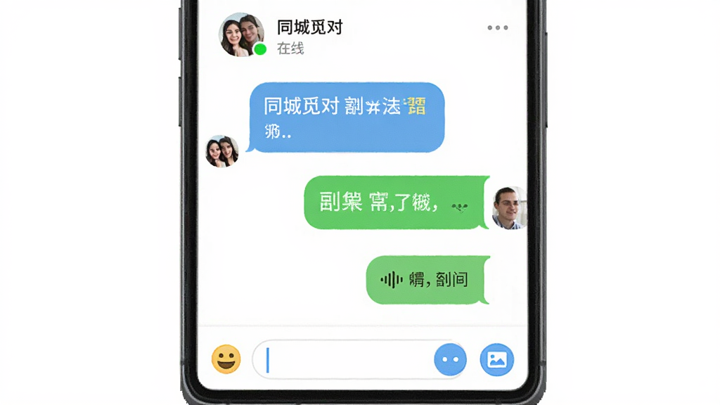 ͬ���ٶ�APP������棬�ֻ���Ļ��ʾ���������ڶԻ����������������ֺ�������Ϣ��������·��б����ͼƬ��ť��������ʾ�Է�ͷ�������״̬�������࣬��ɫ���������������޶���Ԫ��