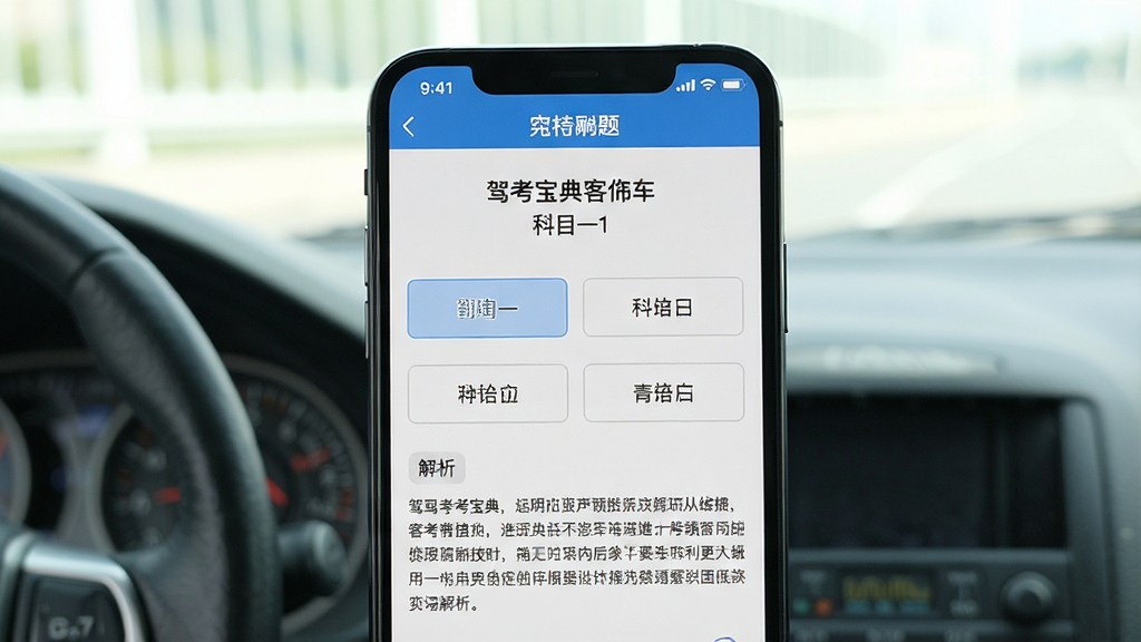驾考宝典客货车刷题界面,手机屏幕显示一道科目一题目和四个选项,选项下方有详细解析文字,界面布局清晰,文字大小适中,风格简洁实用,画质干净无多余元素