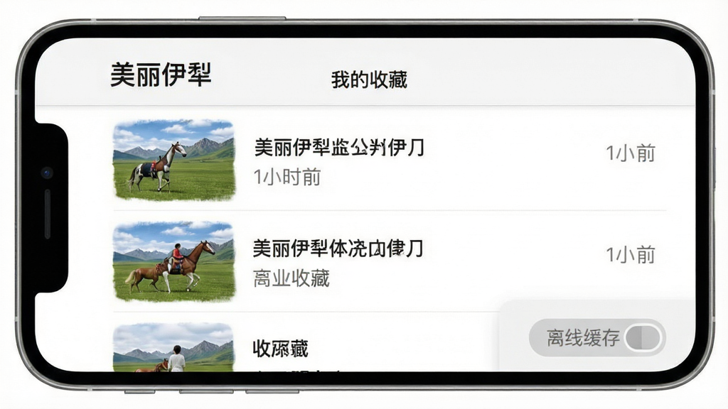 ��������App�ղ��������Ķ�����չʾ���ֻ���Ļ����ʾ�ղ��б���ÿ���ղ����������ͼ���Ҳ��б�����ղ�ʱ�䣬�����С��������硱���ֺ͡��ҵ��ղء����⣬�ײ������߻��濪�ذ�ť���������࣬�԰�ɫ��ǳ��ɫΪ�����������������ʸɾ��޶���Ԫ��