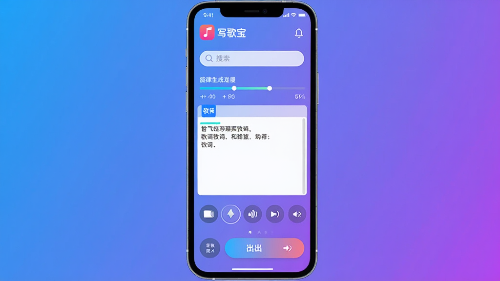 д�豦App������ȫò���ֻ���Ļ��ʾAI���ִ������棬������д�豦logo�����������м����������ɽ������͸�ʱ༭���򣬵ײ�����ɫѡ�񡢺����Ƽ��͵�����ť�����岼�����������Ͻ�����ɫ������ִ���Լ��ƽ�����ʸɾ��޶���Ԫ��