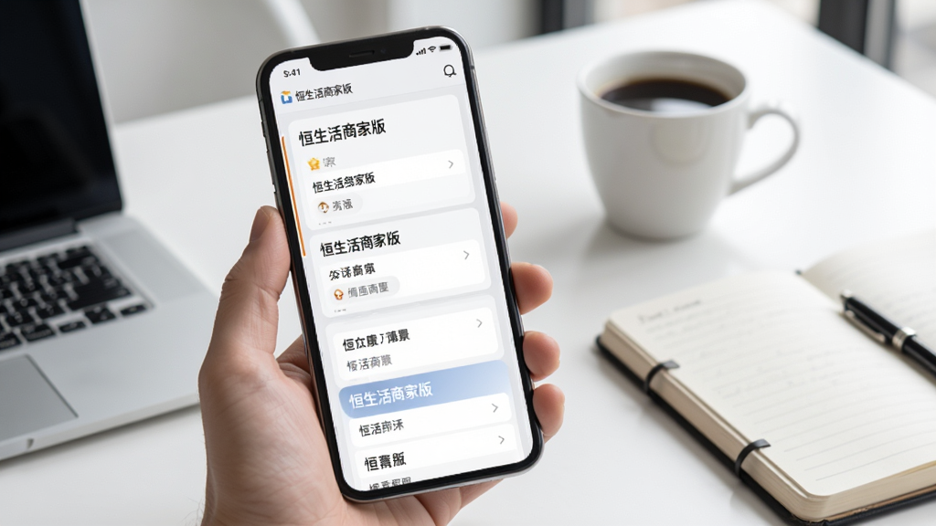 �������̼Ұ����̹����л����棬����չʾһ���ֻ���Ļ���ж�����̿�Ƭ�б���ÿ����Ƭд�š��������̼Ұ桱�Ͳ�ͬ�ŵ����ƣ������Ǽ�Լ�İ칫�����棬��һ�����ȺͱʼǱ������������칫�磬�Ű����룬���ʸɾ����޶���Ԫ��