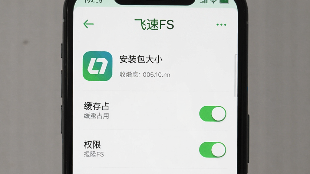 ����FS Ӧ�������Ȩ�޹���ҳ�棬�ֻ���Ļ��ʾӦ����Ϣ��������װ����С������ռ�ú�Ȩ�޿����б������涥���С�����FS������������࣬��ɫ��������ɫ��׺�������������޶���Ԫ��