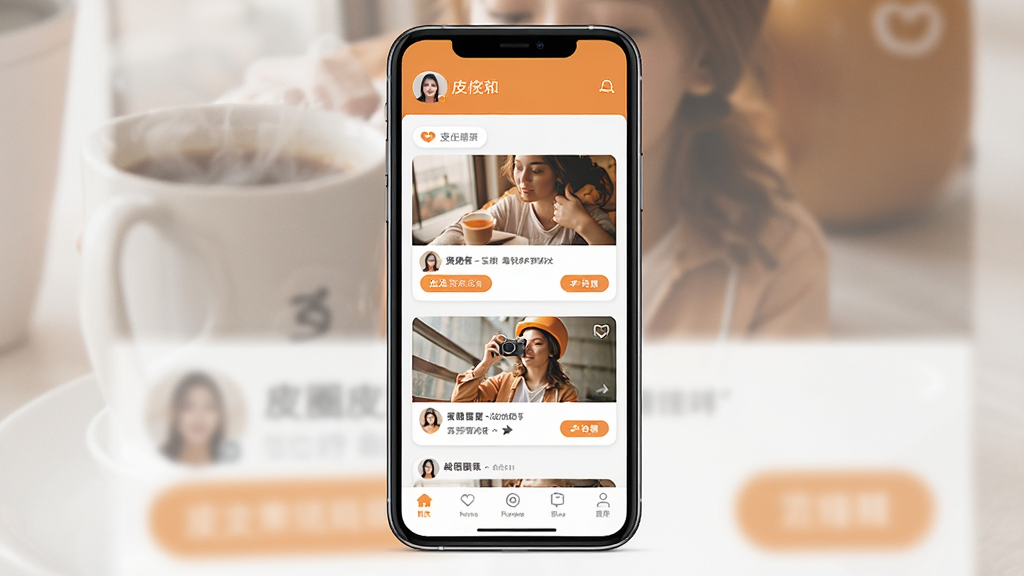 һ��չʾƤȦApp���Ľ�����ֻ���Ļ��ͼ���ͼƬ������������ƤȦApp����ҳ��������ʾ�û�ͷ����ǳƣ��м��Ƕ�̬��Ϣ����Ƭ������ͼƬ�����ֻ�����ť���ײ�Ϊ������������ɫ����ů��ɫ�Ͱ�ɫΪ����������¼�࣬�������������ʸɾ����޶���Ԫ��