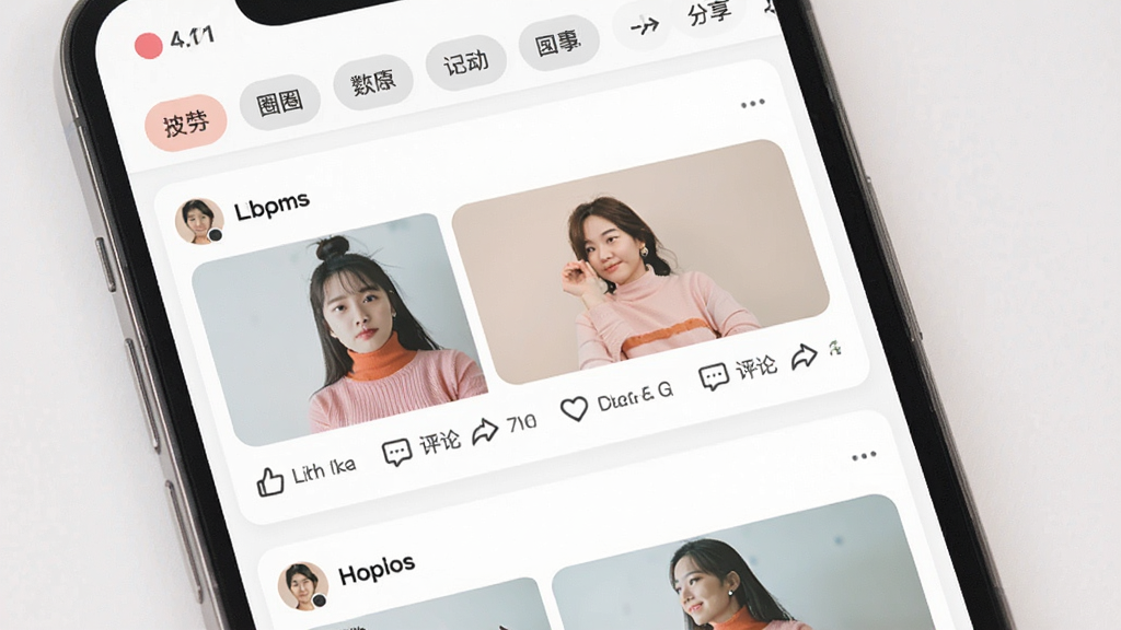 һ��չʾƤȦApp��̬��Ϣ�������ͼƬ���������ֻ���Ļ��ʾ�����û�������ͼ�Ķ�̬��Ƭ��ÿ�ſ�Ƭ�е��ޡ����ۺͷ���ͼ�꣬������Ȧ�ӷ����ǩ�����������ִ���ƽ��ɫ����ͣ��������룬���ʸɾ����޶���Ԫ��