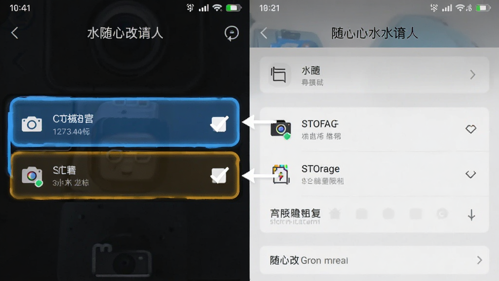 一张手机屏幕截图,展示的是随心改水印相机App在手机设置里的权限管理页面,相机和存储权限被高亮勾选,界面清晰,指示明确,画质干净