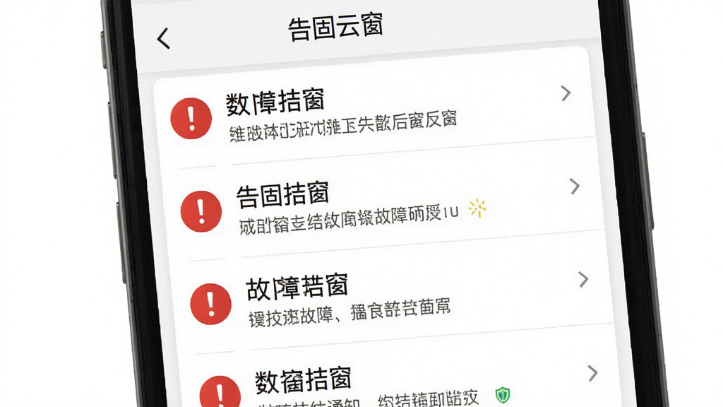 һ��չʾС���ƴ�App�澯֪ͨ�����ͼƬ������Ϊ�ֻ���Ļ��ʾ�����澯��Ϣ�б���ÿ����Ϣ���к�ɫ��̾��ͼ��͹����������֣�����Ϊ��ֱ�б�����������ˣ�����Ϊ��ɫ������������������С���ƴ������������ʸɾ��޶���Ԫ��