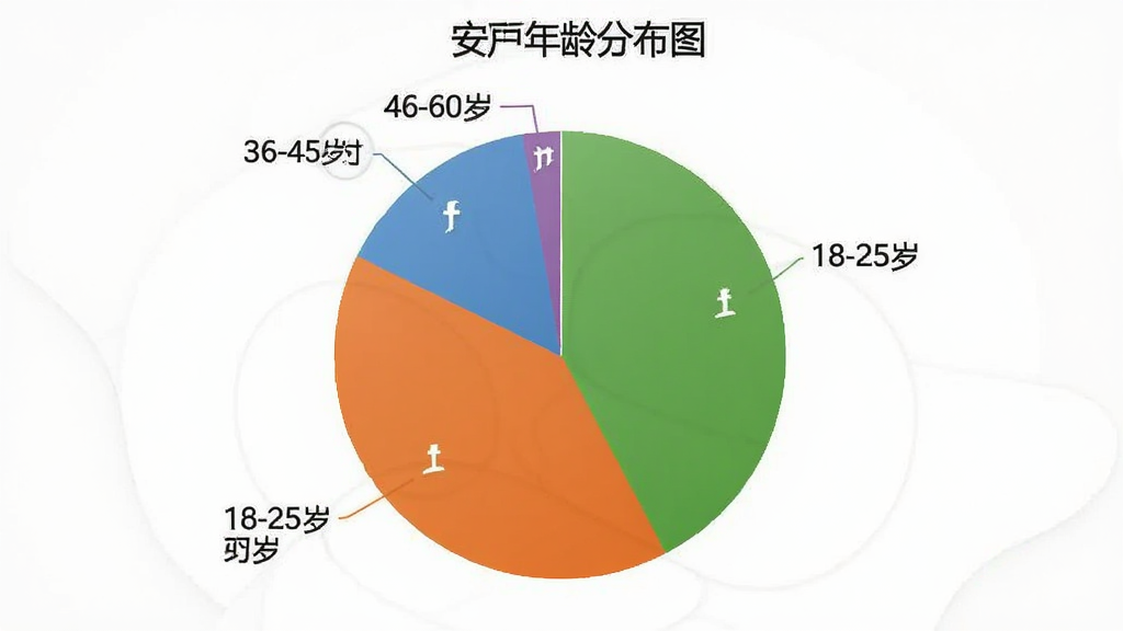 安陌直播 用户年龄分布饼状图 18-25岁 26-35岁 36-45岁 46-60岁 数据可视化 彩色图表 简洁清晰 高清画质