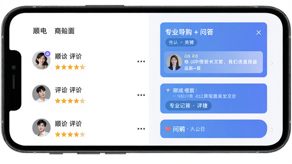 ˳��App�û������뵼�����棬�ֻ���Ļ��ʾ��Ʒ�����б������û�ͷ����Ǽ����֣��Ա���רҵ�������ʴ��飬���岼�����������ֱ�ǩ��ȷ������ִ������ʸɾ��޶���Ԫ��