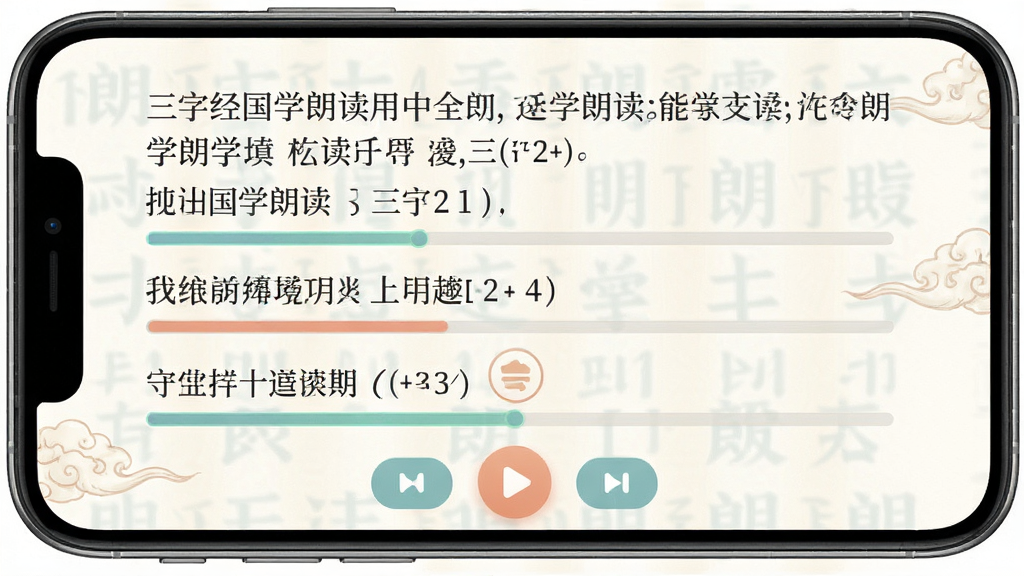 һ��չʾ���־���ѧ�ʶ�Ӧ����ȫ������ʶ����ܵĽ����ͼ�������������ֻ���Ļ��ʾ���־��������֣�ÿ���·��и��������������Ͳ��ſ��ư�ť������Ϊ���½ṹ�����Ϊ���¹��磬ϸ�ڰ��������Ű����롢��ťԲ��ɫ����ͣ����������ɾ����޶���Ԫ��