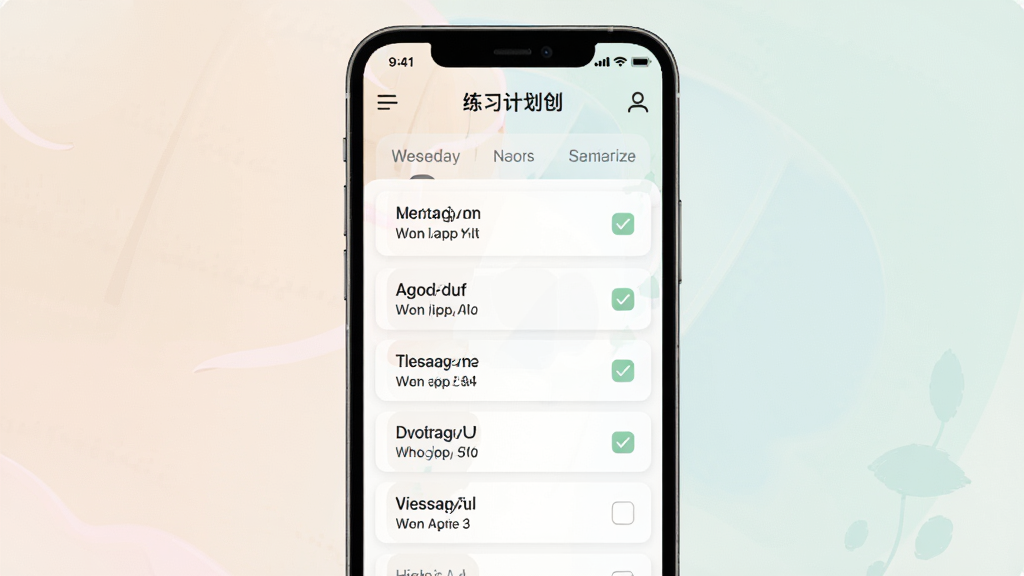 �����٤App��ϰ�ƻ��趨���棬�ֻ���Ļ����ʾһ�ܵ��٤��ϰ���ű���������ͬ�γ����ƺ����״̬��ѡ������Ϊ����ɫ������������ֱ�ۣ��ִ�UI��񣬻��ʸɾ����޶���Ԫ��