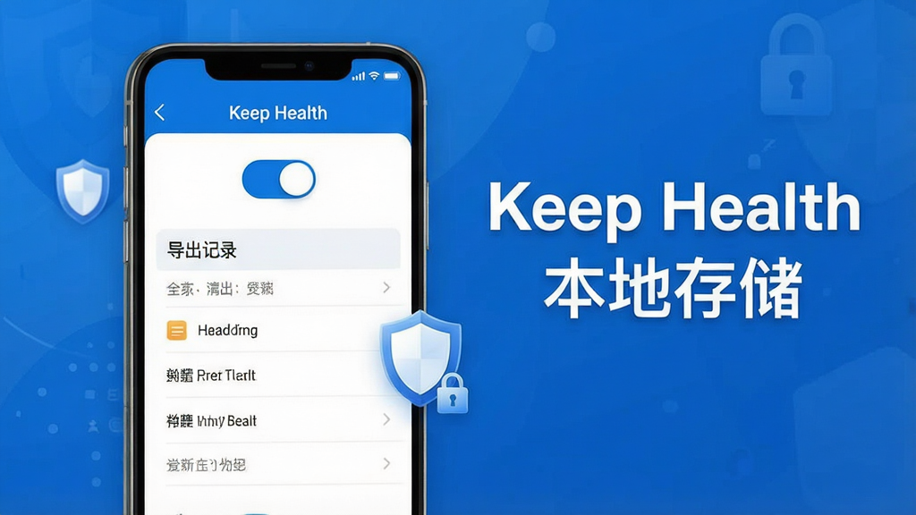 һ��չʾKeep Health��˽�������ܵ�ʾ��ͼ���������ֻ���Ļ��ʾ���ݵ�������ҳ�棬����Ϊ�Ϸ����ذ�ť�·��ǵ�����¼�б����Ű���������Ϊ��ȫ���θе�������ɫ��ϸ���϶���ͼ������α�ʶ��׺�����ʸ���ɾ����޶���Ԫ�أ�ͼƬ��������ʾ��Keep Health ���ش洢��