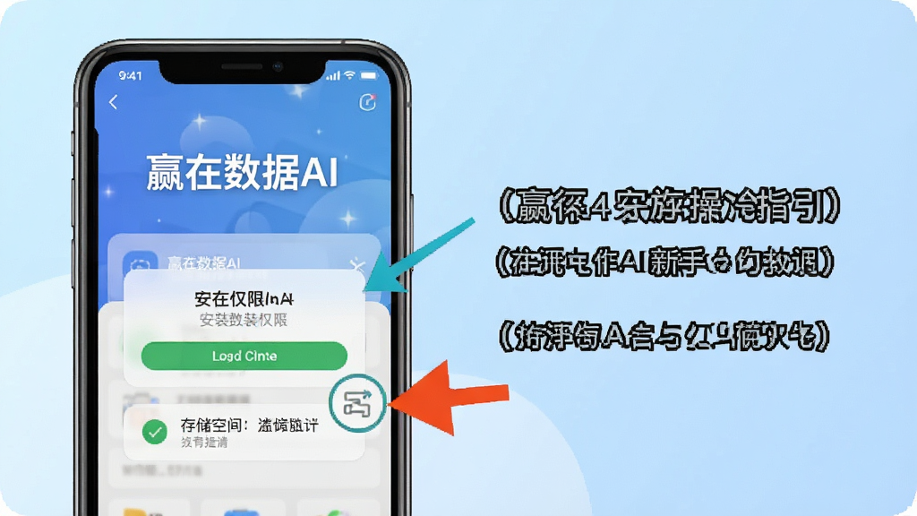 һ��չʾӮ������AI���ֲ���ָ����ͼƬ���������ֻ���Ļ��ʾ��Ӯ������AI����������Ļ���а�װȨ�޵����ʹ洢�ռ���ʾ���Ա��м�ͷָ������ͼ�꣬����Ϊǳ��ɫ���䣬���̳�ָ���磬ϸ���Ͻ����������������ʸɾ��޶���Ԫ��