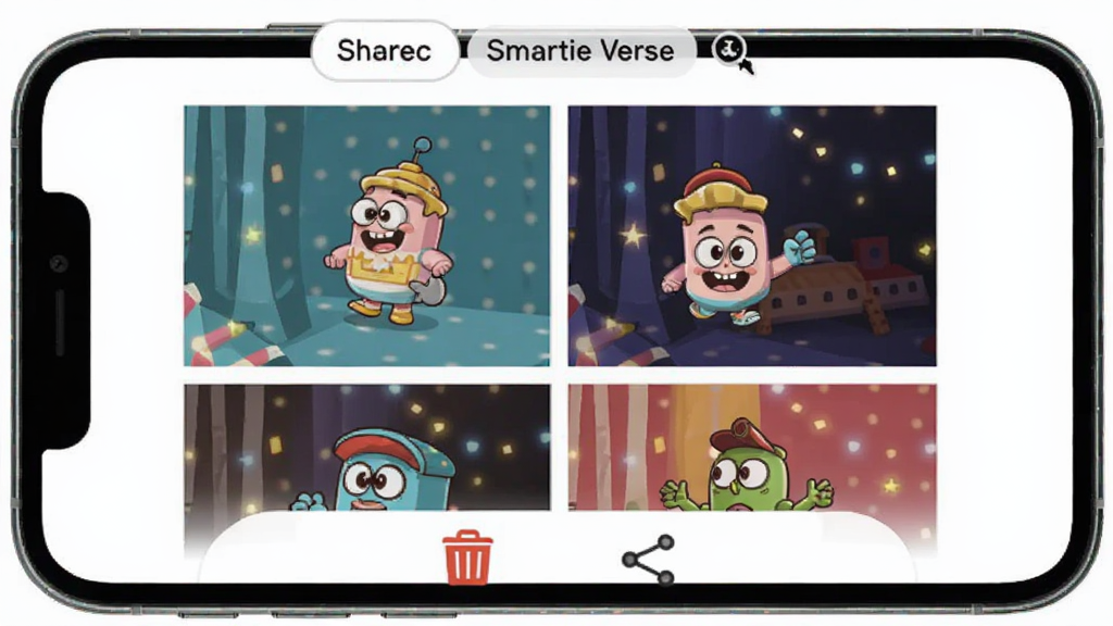 Smartie Verse ��Ʒ��ҳ�棬����Ϊ�ֻ���Ļ����������������ͼƬչʾ��������ɸѡ��ǩ���ײ���ɾ���ͷ���ͼ�꣬�Ű�ֱ�ۣ�����Լ��ϸ��ͼ����ȷ�����ʸɾ����޶���Ԫ��