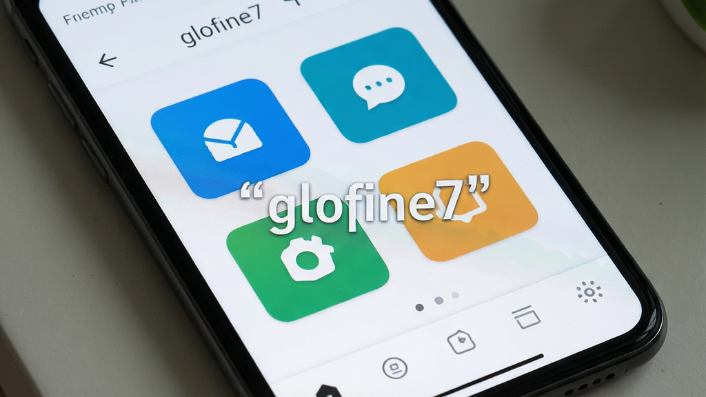 һ��չʾglofine7����������дͼ���������ֻ���Ļ��glofine7����ҳ������Ϊ�������������м����ĸ���Ź���ͼ�꣬�ײ��ǵ��������Ű����룬������¼�Լ��ϸ�����������ʸɾ��޶���Ԫ�أ�ͼƬ�����ּ����ű�ע��glofine7����
