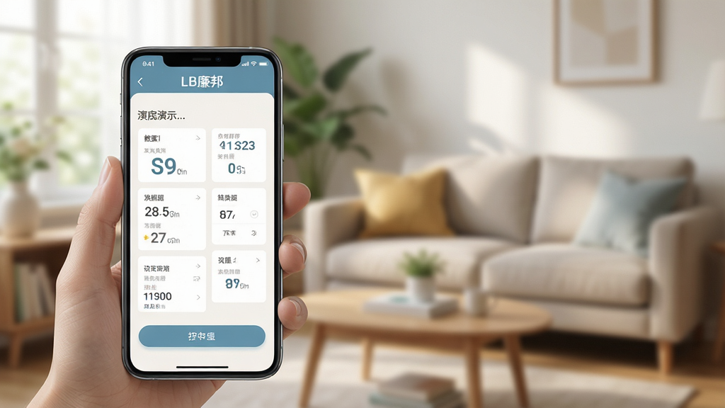 LB����APP���ܲ�����ʾ���棬������һ���ֻ�����չʾAPP�ڵ�ĳ�����������ҳ�棬ҳ����������������չʾ�Ͳ�����ť��������ɫ��ͣ�����Ϊ�黯�����ھӼһ�����������Ȼ�������ʵ��������������ɾ�����Ļ�����֡�LB����ɼ���