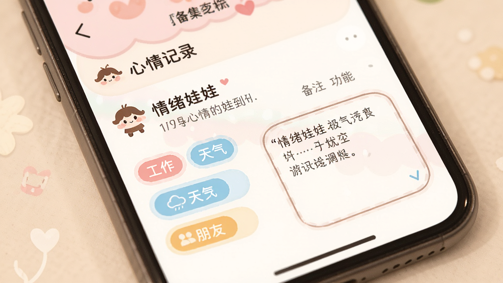 һ�š��������ޡ��Զ����ǩ�뱸ע���ܵĽ���ͼƬ���������ֻ���Ļ��ʾһ�������¼����¼�·��С��������������������ѡ�������ɫ��ǩ���Ա���һ����ע���������д�ż�̵����֣���������ܰ�ɰ�����ɫ��ͣ������������޶���Ԫ��
