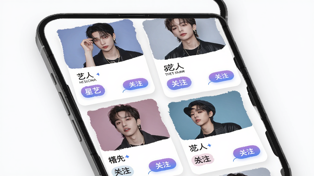 ������App���Ի��Ƽ�ҳ�棬����Ϊ�ֻ���Ļ��ʾ�Ƽ����˿�Ƭ�ٲ���������Ϊ˫�������Ű�������£�������ữ��ϸ�ڰ�������ͷ�����ֱ�ǩ����ע��ť�����ʸɾ��޶���Ԫ��