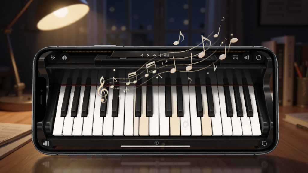 ����ģ���ʦ���ߵ��ೡ��ͼ��������һ���ֻ����������������ϣ���Ļ��ʾ����ģ���ʦ�ĵ�����棬�ټ����ڱ����£��ֻ��Ϸ�������Ʈ�����Ӿ���Ч��������ҹ��������������̨�Ʒ���ů��ɫ�⣬�����Χ�������ʣ�����ϸ�壬�޶���Ԫ��
