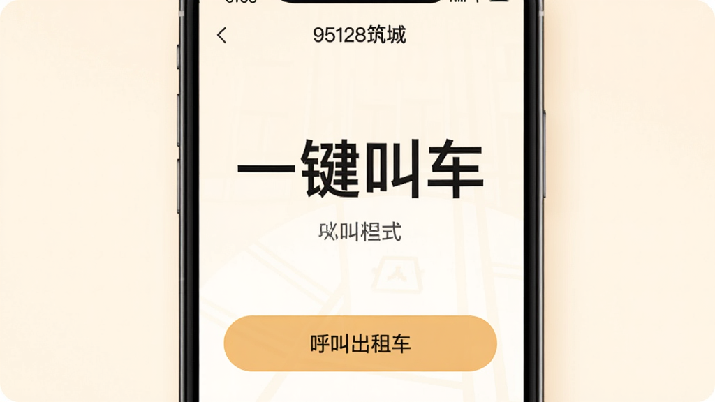 һ��չʾ95128���ǳ���App�ػ�ģʽ��ͼƬ���ֻ���Ļ����ʾ��������ͼ�ఴť��������д�š�һ���г����͡����г��⳵��������Ϊǳɫ������ºͣ������������޶���Ԫ��