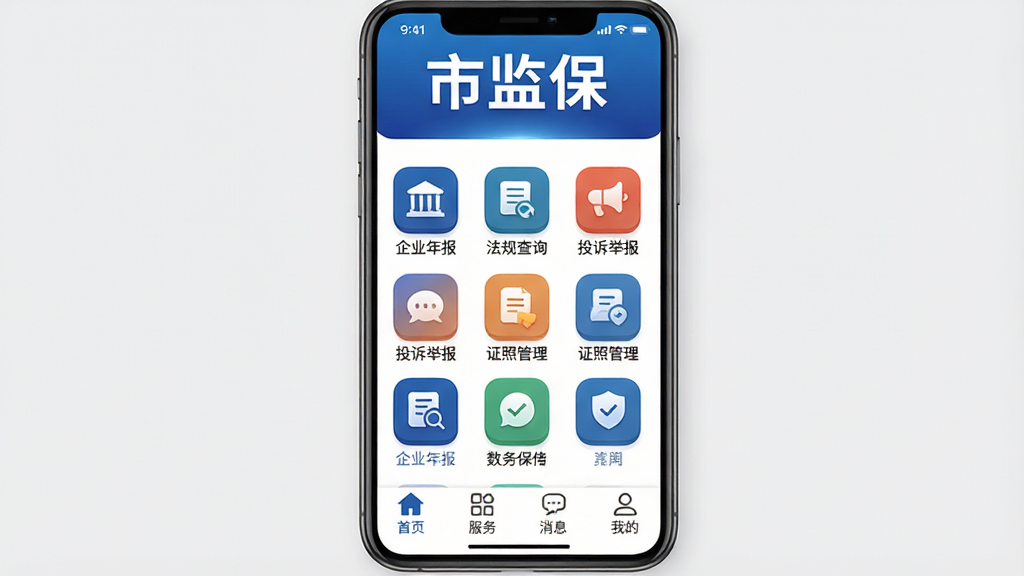 �мౣApp������ȫòչʾ���ֻ���Ļ���з��ã�������ʾ��ɫ���������д�š��мౣ��������ɫ���֣��м��ǾŹ�����ͼ���������ҵ�걨���������ѯ����Ͷ�߾ٱ�����֤�չ������ȣ��ײ�Ϊ��ҳ��������Ϣ���ҵ��ĸ�ѡ��������������Ͱ�ɫΪ��ɫ������ƽ����Ʒ��ͼ��Բ������������Ϊ�ɾ���ǳ��ɫ�����ʸ����޶���Ԫ��