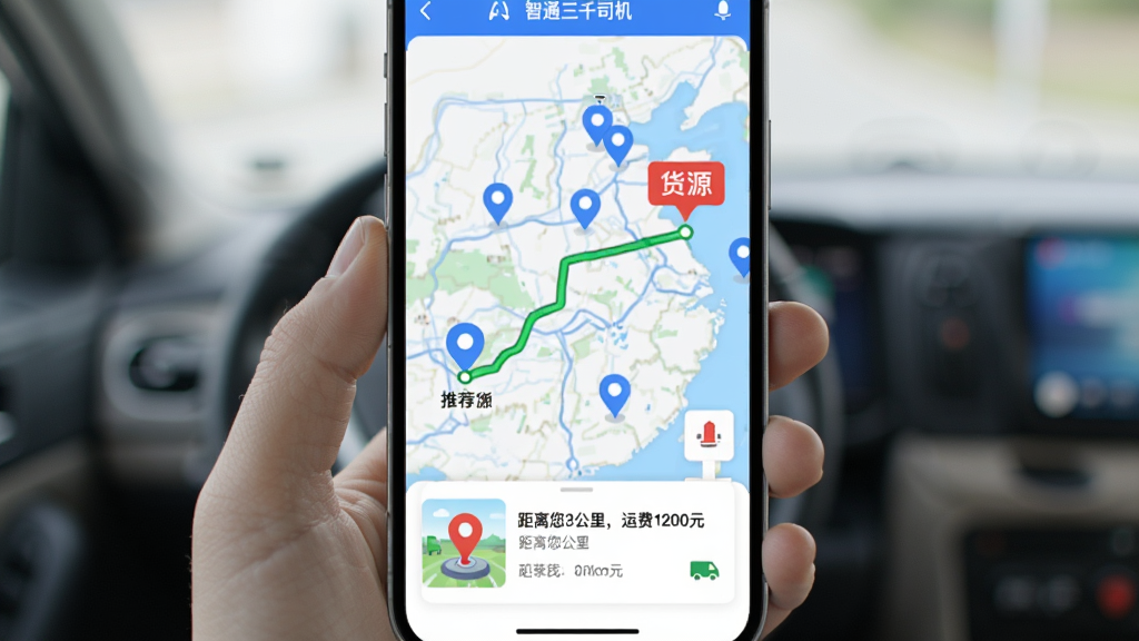 ��ͨ��ǧ˾��APP����ƥ�书��չʾ���ֻ���Ļ��ʾ��ͼ���棬�����ж����ɫ��λ��ͺ�ɫ��Դ��ǣ�һ����ɫ·������˾����ǰλ�ú��Ƽ���Դ������ײ�������Դ���鿨Ƭ��д�š�������3����˷�1200Ԫ����������ִ�����������