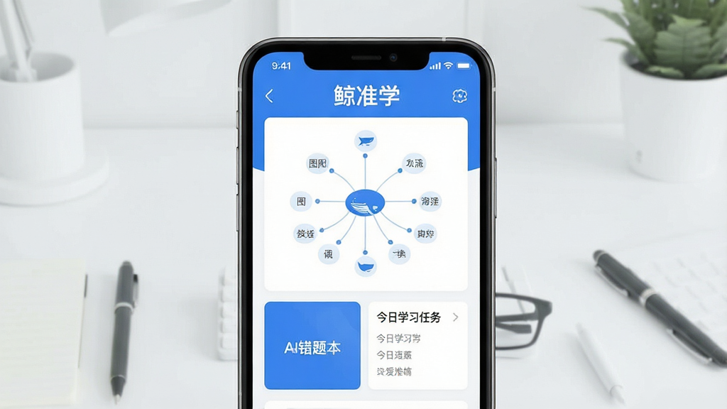 һ��չʾ��׼ѧApp���Ľ����ͼƬ�������������ֻ���Ļ����Ļ����ʾ��׼ѧApp�����棬�����С���׼ѧ�����ֱ�ʶ��������ɫ��Ϊ����ɫ�����ְ���֪ʶ��ͼ�ס�AI���Ȿ��ںͽ���ѧϰ����Ƭ�������Ǽ�����������������ִ���ƽ��ϸ�ڸɾ��������������޶���Ԫ�ء�