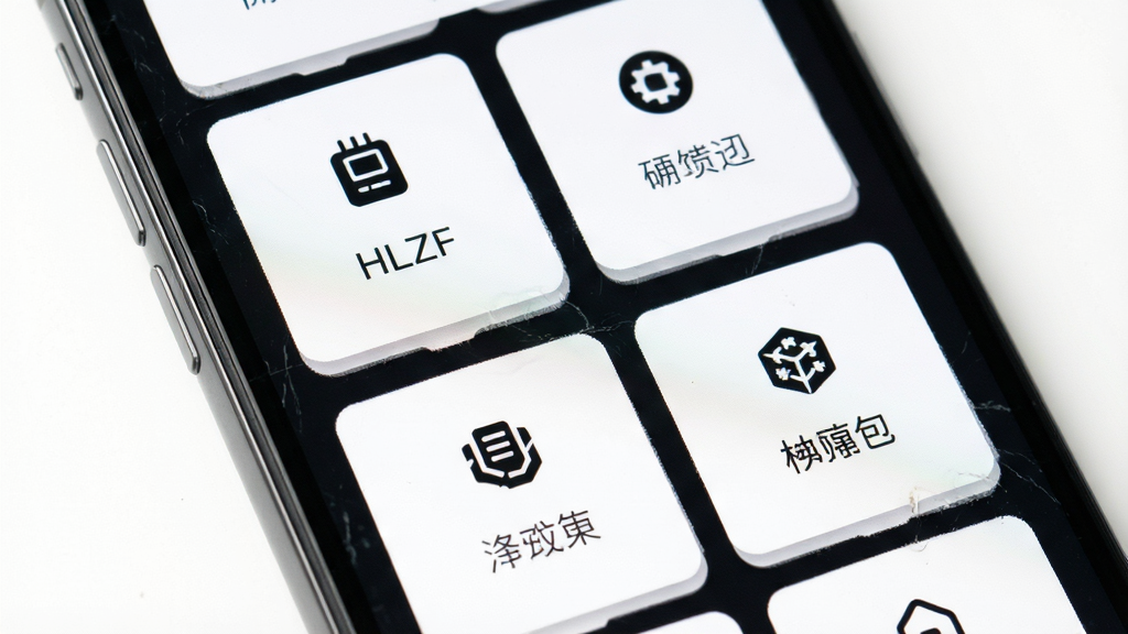 HLZF���ܽ�����д���ֻ���Ļ��ʾ�����Ĺ��ܿ�Ƭʽ���֣�ÿ����Ƭ����ͼ������ֱ�ǩ������Ϊ����ɫ����Ƭ������΢��Ӱ����񼫼򣬻��ʸɾ��޶���Ԫ��