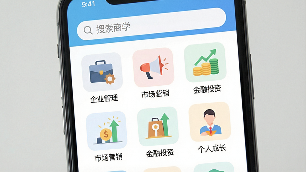 һ��չʾ���⻪��ѧ��APP�γ̷�������ͼƬ������Ϊ�ֻ���Ļ������Ϊ�����������·�������״���еķ���ͼ�꣬��������ҵ�����������г�Ӫ������������Ͷ�ʡ��������˳ɳ����ȣ�ÿ��ͼ�����м�Լ�ı�ƽ���廭���Ű����룬����������죬ϸ�ھ��£����ʸɾ��޶���Ԫ��