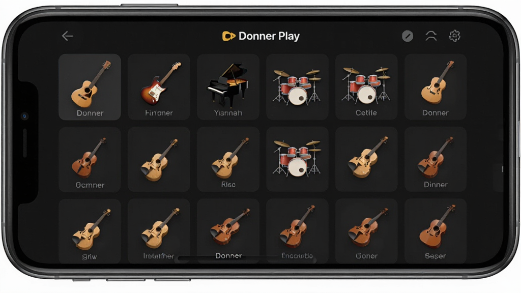 һ��չʾDonner Play��ɫ������ͼƬ������Ϊ�ֻ���Ļ��ʾ��ɫѡ���б�������Ϊ����״���и�������ͼ�꣬�Ű����룬��������죬ϸ�ڰ������������١������ͼ��͡�Donner Play����ʶ�����ʸɾ��޶���Ԫ��