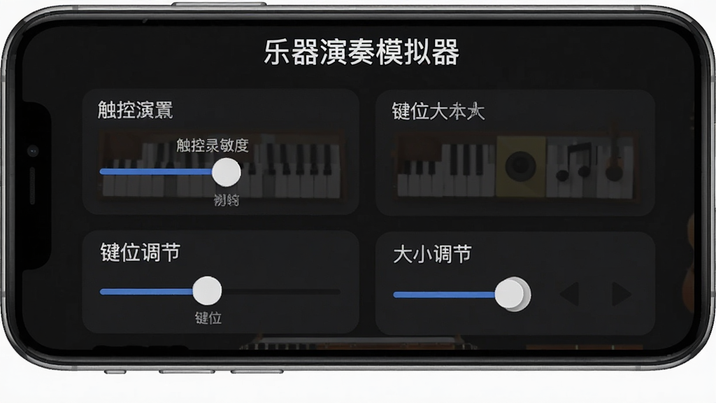 ��������ģ�����������ý��棬�ֻ���Ļչʾ���������Ȼ���ͼ�λ��С����ѡ����涥���С���������ģ���������ֱ�ʶ������Ϊ��ɫģʽ�����������������ÿ��ѡ����������˵�����֣���ƽ����Ʒ��ϸ�ڸɾ��޶���Ԫ��