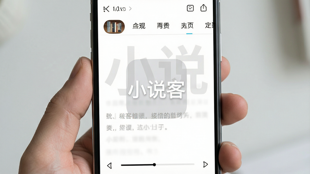 һ���ֻ���Ļ��д����Ļ��չʾ��С˵��App���Ķ����棬��ɫ��������ɫ���֣��Ű����࣬��������ܺͷ����ǩ���ײ��з�ҳ���������������������š�С˵�͡������ֵİ�͸��Logo���������Լ���£�ϸ�ڸɾ������������޶���Ԫ��