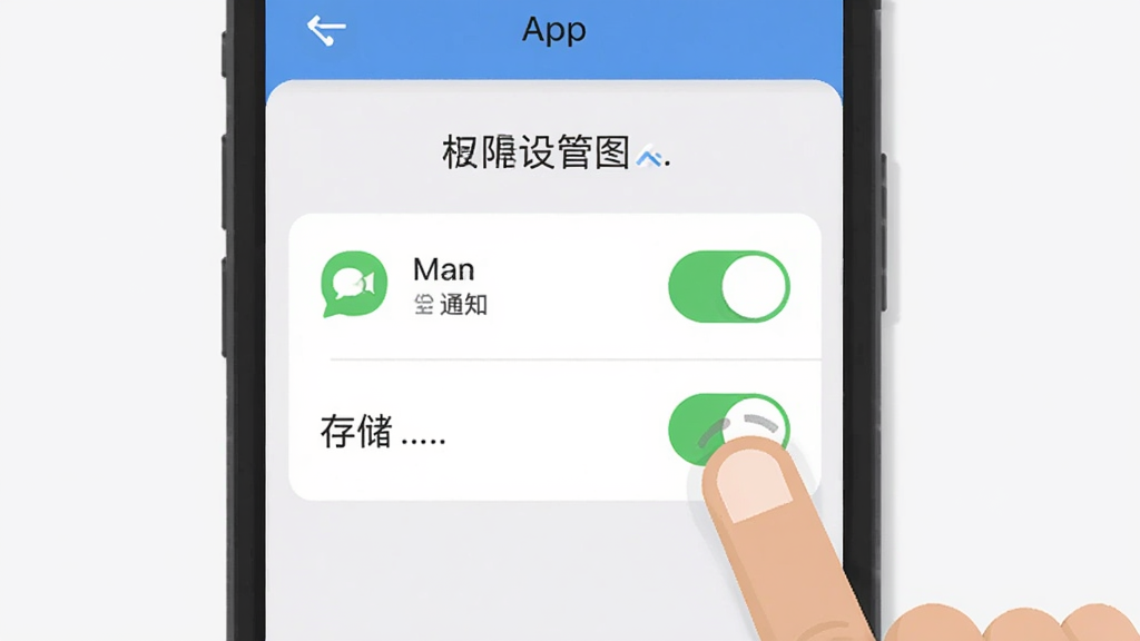 ����app��װ����ʾ��ͼ���ֻ���Ļ��ʾȨ�޹���ҳ�棬��֪ͨ�ʹ洢Ȩ�޿��أ��Ա�����ָ���������������࣬����ƽ������������������Ԫ��