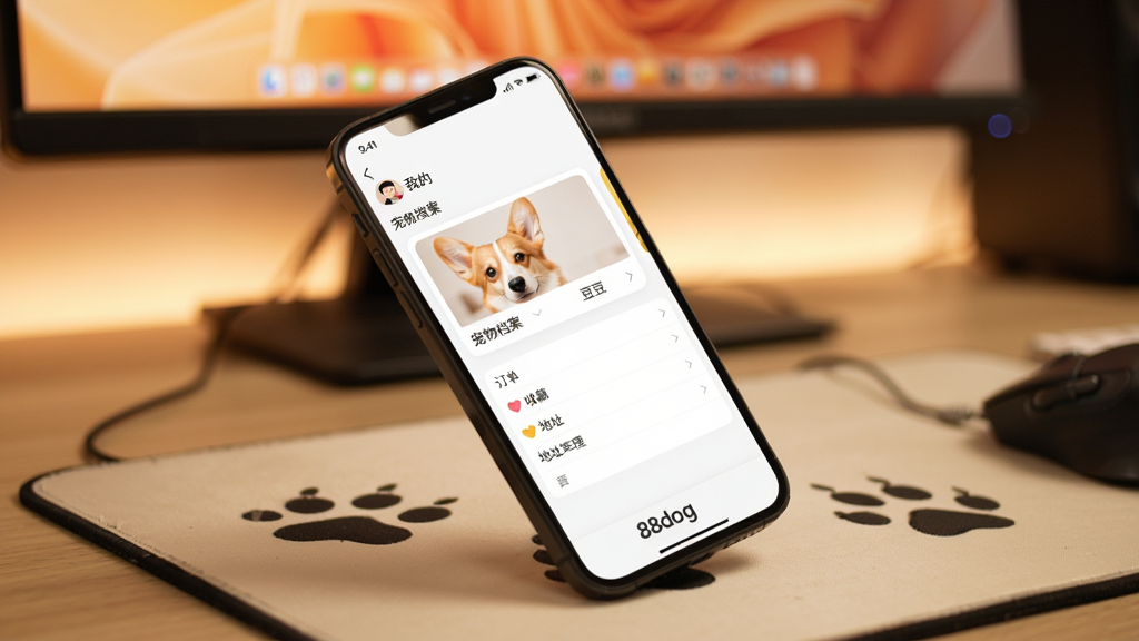 88dogӦ�ø�������ҳ��չʾ���ֻ���Ļ��ʾ���ҵġ�ҳ�棬�������û�ͷ����ǳƣ��·��С����ﵵ������Ƭ��ʾһֻ�»���ͷ������֡����������������Ƕ������ղء���ַ�������б��ҳ��ײ��С�88dog���������ֻ�б����һ���й�צӡ�������ϣ�������ģ���ĵ�����Ļ������ɫ��ƫů�����ʸɾ�������Լ�ִ�