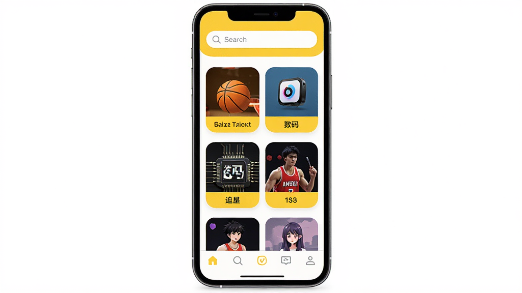 ����App������ȫòչʾ���ֻ���Ļ��ʾ��ȤȦ���б��������������롢׷�ǵ������ǩ�������԰�ɫ�ͻ�ɫΪ��ɫ�������������������ײ��е����������������¼�࣬���ʸɾ����޶���Ԫ��