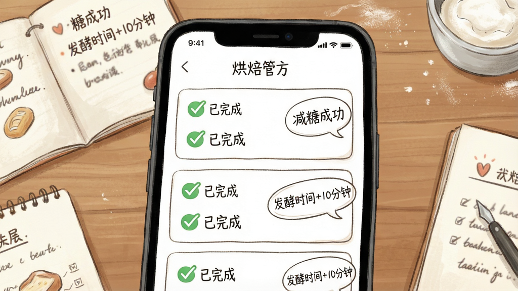 һ��չʾ�決�ܼ�App�䷽���������ͼƬ���������ֻ���Ļ��д����Ļ����ʾ�䷽�б���ÿ���䷽��Ƭ���С�����ɡ�����ɫ��ѡ��Ǻ���д���ı�ע���ݣ��硰���ǳɹ���������ʱ��+10���ӡ�������ͻ����Ƭϸ�ڣ�������ľ�������ɢ��ĺ決�ʼǡ���������ֻ�У�ϸ�ھ��£����ʸɾ��޶���Ԫ�ء�