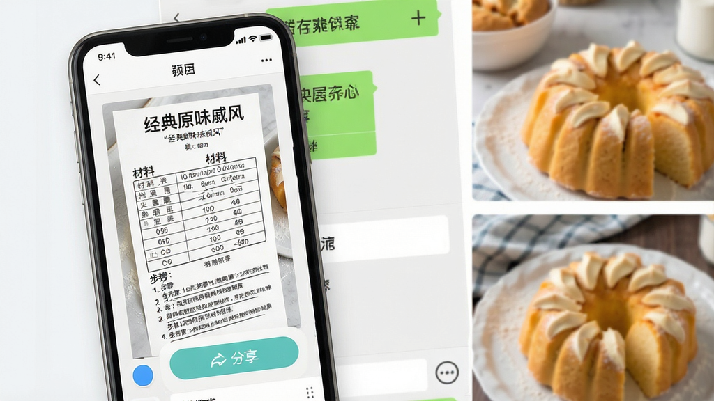 һ��չʾ�決�ܼ�App�������ܵ�ͼƬ���������ֻ���Ļ��ʾһ�����ɵ��䷽��ͼ��ͼ���б��⡰����ԭζ�ݷ硱�������Ĳ��ϱ����벽�裬�Ա��з�����ť������ͻ����ͼԤ����������΢���������ͺ決��Ʒ��������ִ���ϸ�����������ʸɾ��޶���Ԫ�ء�