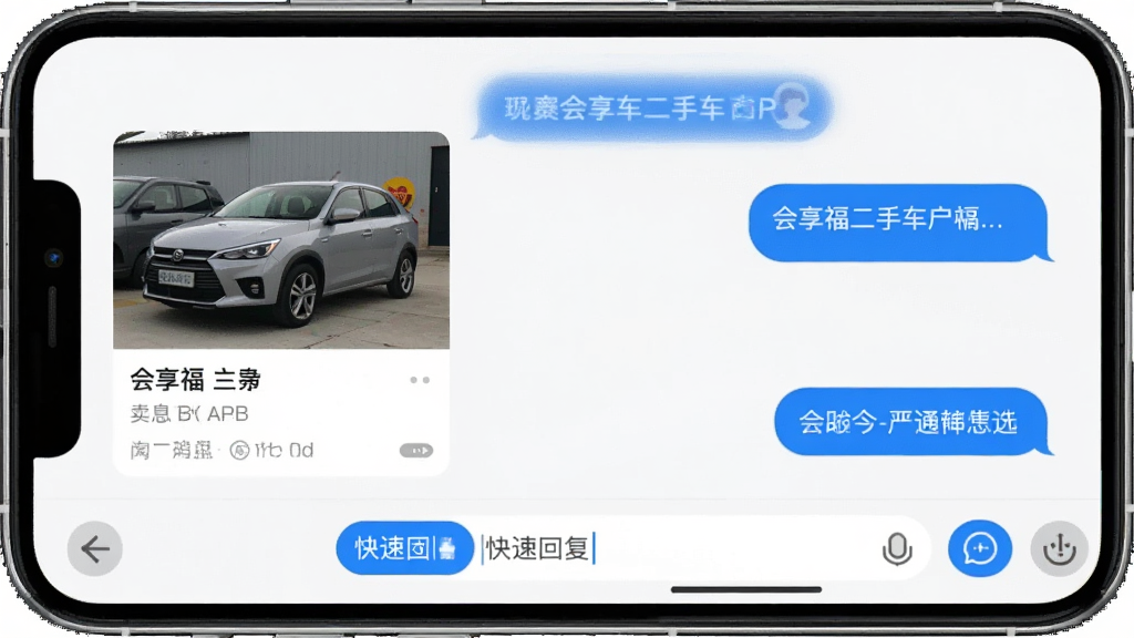 ���������ֳ��̻� APP ��Ϣ��ͨ���棬�ֻ���Ļ��ʾ�����ҵ�����Ի�������ǳ�����Ƭ��Ϣ���Ҳ����������ݶԻ����ײ��������Ϳ�ݻظ���ť�����沼�ָɾ����࣬������ɫ����������������Ԫ��