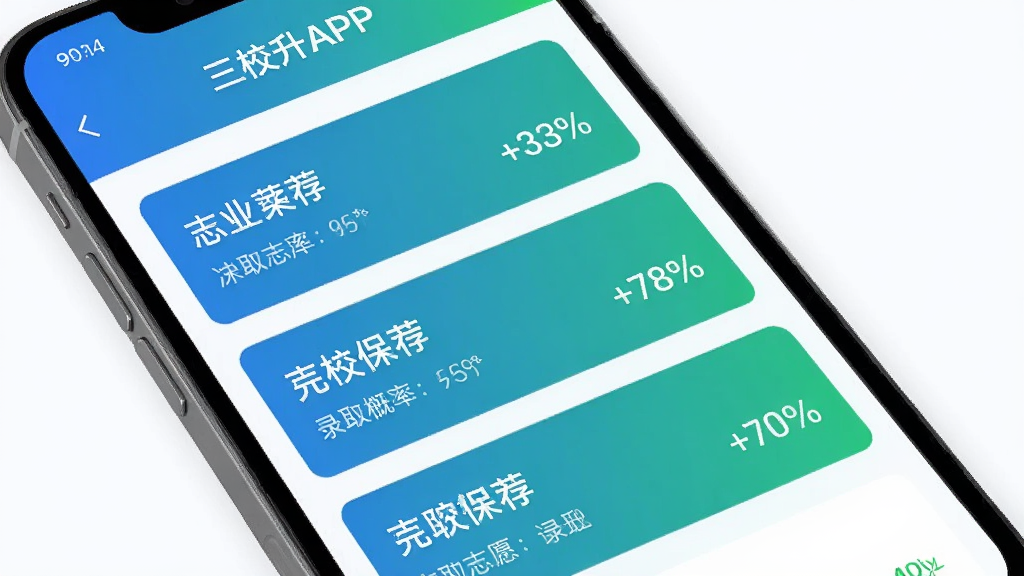 ��У��APP������־Ը����棬�ֻ���Ļ��ʾ���ȱ�����ԺУ�Ƽ��б���ÿ��ԺУ�����Ա�ע¼ȡ���ʰٷֱȣ���ɫΪ���̽��䣬����������������ִ������ʸɾ��޶���Ԫ��