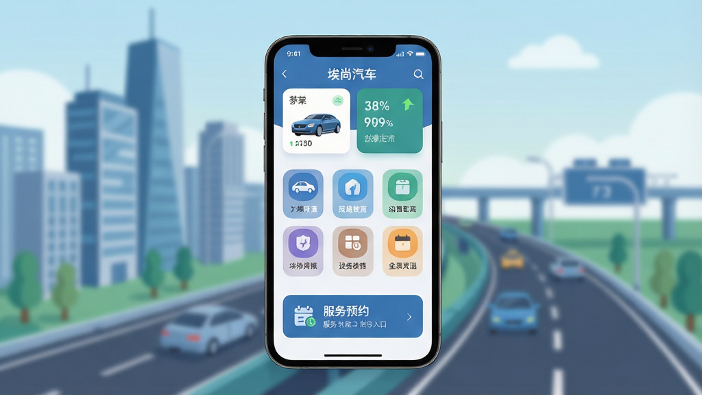 һ��չʾ��������App����ȫò������ͼ������������һ�������ֻ����ֻ���Ļ������ʾ��������App�������棬���沼���������Ϸ���ʾ����״̬��Ƭ���м��ǹ���ͼ������·��Ƿ���ԤԼ��ڣ��������黯���ִ���������ٹ�·�����Ϊ�Ƽ��б�ƽ�廭��ϸ��Բ�󣬻��ʸɾ����޶���Ԫ�أ�����������