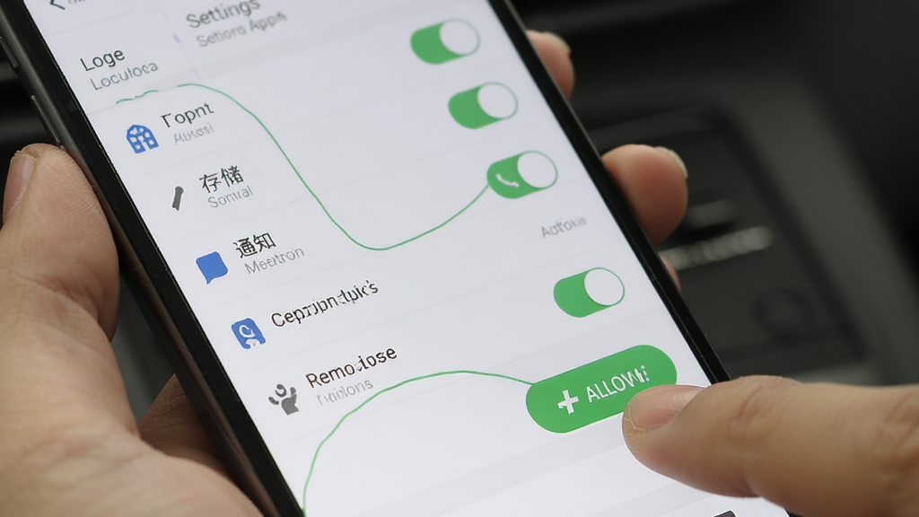 ��������AppȨ�������������棬�ֻ���Ļ��ʾȨ���б���λ�á��洢��֪ͨ�ȿ��������ɼ�����ָ���ڵ��������ť������Ϊǳ��ɫ���ò˵���񣬻��ʸɾ����ص�ͻ��