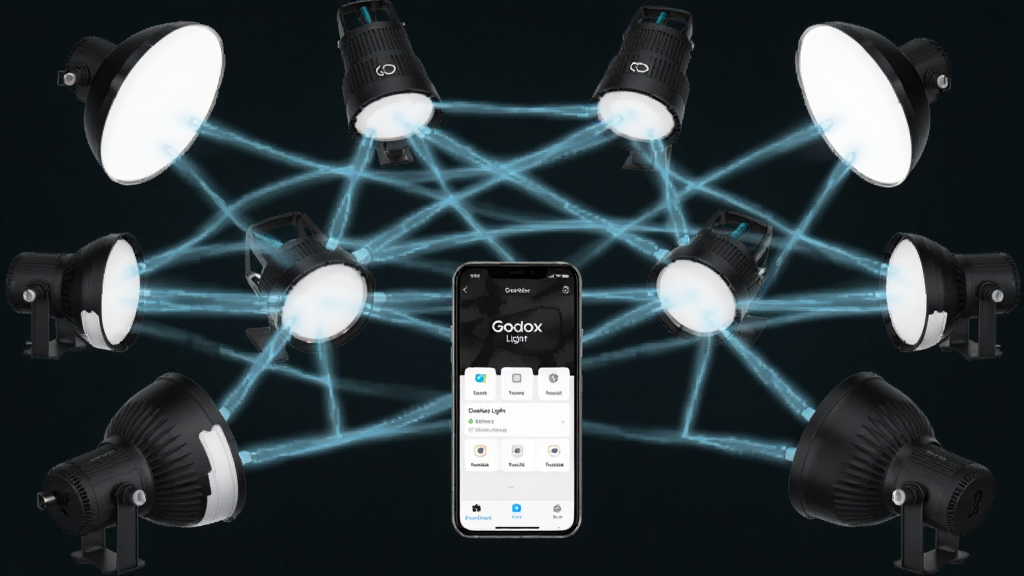 һ��չʾGodox Light����Mesh�������ܵ�ʾ��ͼ�������ж�յ��Ӱ��ͨ������ɫ�����໥�����γ���״����ṹ��һ���ֻ�λ����������λ�ã��ֻ���Ļ��ʾGodox LightӦ�ý��棬��������Ƽ��У���ɫ�������й��ߣ����������ɾ��޶���Ԫ��